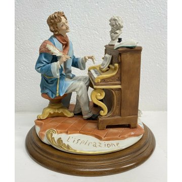 ANTICO CAPODIMONTE SCULTURA CERAMICA 1900 ISPIRAZIONE PIANOFORTE COMPOSITORE OLD