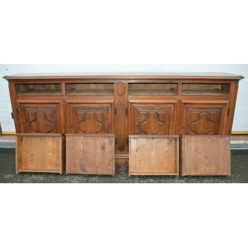 ANTICA ENORME CREDENZA BAROCCA 1800 LEGNO NOCE DISPENSA SIDEBOARD MOBILE EPOCA 