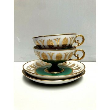 COPPIA TAZZINE TEA PORCELLANA Gio Ponti RICHARD GINORI Pompei Green ART  DECO