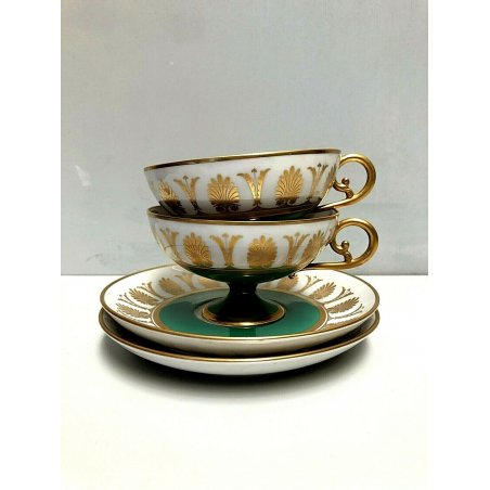 COPPIA TAZZINE TEA PORCELLANA Gio Ponti RICHARD GINORI Pompei Green ART DECO' 