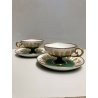 COPPIA TAZZINE TEA PORCELLANA Gio Ponti RICHARD GINORI Pompei Green ART DECO' 