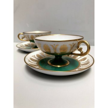 COPPIA TAZZINE TEA PORCELLANA Gio Ponti RICHARD GINORI Pompei Green ART DECO' 