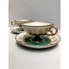 COPPIA TAZZINE TEA PORCELLANA Gio Ponti RICHARD GINORI Pompei Green ART DECO' 