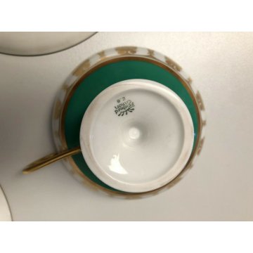 COPPIA TAZZINE TEA PORCELLANA Gio Ponti RICHARD GINORI Pompei Green ART DECO' 