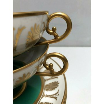 COPPIA TAZZINE TEA PORCELLANA Gio Ponti RICHARD GINORI Pompei Green ART DECO' 