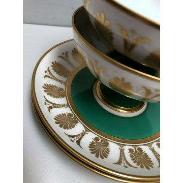 COPPIA TAZZINE TEA PORCELLANA Gio Ponti RICHARD GINORI Pompei Green ART DECO' 