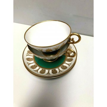 COPPIA TAZZINE TEA PORCELLANA Gio Ponti RICHARD GINORI Pompei Green ART DECO' 