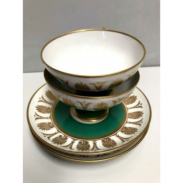 COPPIA TAZZINE TEA PORCELLANA Gio Ponti RICHARD GINORI Pompei Green ART DECO' 