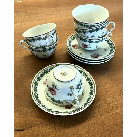 SET 10pz TAZZE PIATTINI TE Richard Ginori Lodi Pittoria DECORO DIPINTO ROSE '50