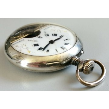 ANTICO OROLOGIO TASCA Presto 8 DAYS argento 800 OLD POCKET WATCH taschino ø 49mm