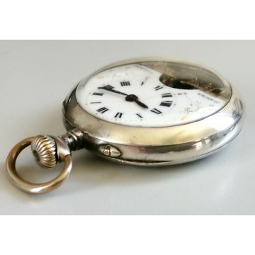 ANTICO OROLOGIO TASCA Presto 8 DAYS argento 800 OLD POCKET WATCH taschino ø 49mm