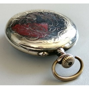 ANTICO OROLOGIO TASCA Presto 8 DAYS argento 800 OLD POCKET WATCH taschino ø 49mm