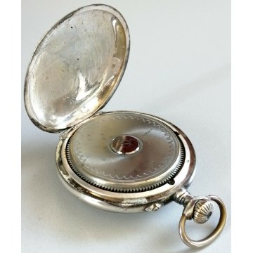 ANTICO OROLOGIO TASCA Presto 8 DAYS argento 800 OLD POCKET WATCH taschino ø 49mm