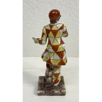 SCULTURA ARLECCHINO PORCELLANA DIPINTA A MANO DOCCIA GINORI PRIMI 900 MASCHERINA