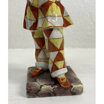 SCULTURA ARLECCHINO PORCELLANA DIPINTA A MANO DOCCIA GINORI PRIMI 900 MASCHERINA