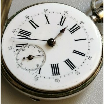 ANTICO OROLOGIO TASCA Robert Geneve EPOCA '800 ARGENTO OLD POCKET WATCH cylindre