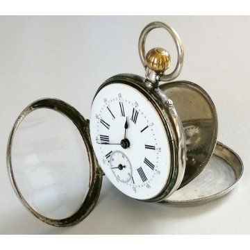 ANTICO OROLOGIO TASCA Robert Geneve EPOCA '800 ARGENTO OLD POCKET WATCH cylindre
