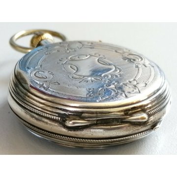 ANTICO OROLOGIO TASCA Robert Geneve EPOCA '800 ARGENTO OLD POCKET WATCH cylindre