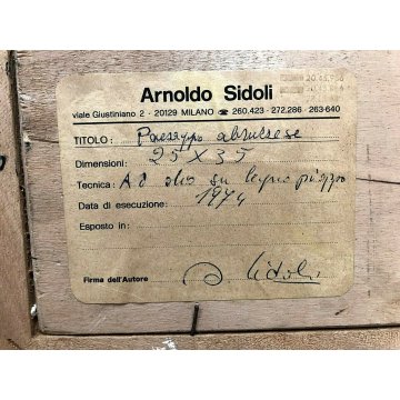 ANTICO QUADRO OLIO TAVOLA A. Sidoli Paesaggio Abruzzese BRUGHIERA COLLINE 1974