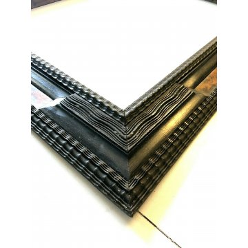 ANTICA GRANDE CORNICE GUILLOCHE' EBANIZZATA INSERTI TARTARUGA 69,5x85,5cm '800