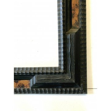 ANTICA GRANDE CORNICE GUILLOCHE' EBANIZZATA INSERTI TARTARUGA 69,5x85,5cm '800