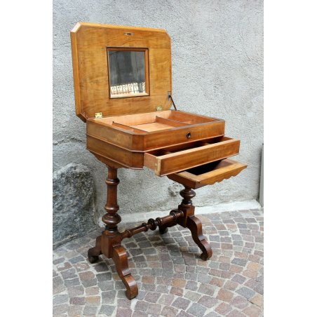 ANTICO TAVOLINO LAVORO PETINEUSE legno NOCE RADICA LUIGI FILIPPO EPOCA 800 TABLE