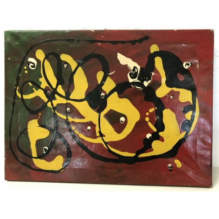 ANTICO QUADRO ASTRATTO ACRILICO SU TELA PROCACCINI CLAUDIO MILANO DIPINTO EPOCA 