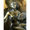 MEDAGLIONE VINTAGE BASSORILIEVO BRONZO WALL HANGING PLATE NUDO DONNA PITTRICE