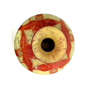 ANTICO VASO Le Verre Français ART DECO' DECORO CAMMEO Orchidee FRANCIA ANNI '20