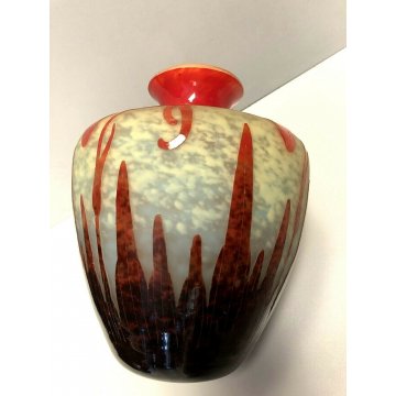 ANTICO VASO Le Verre Français ART DECO' DECORO CAMMEO Orchidee FRANCIA ANNI '20