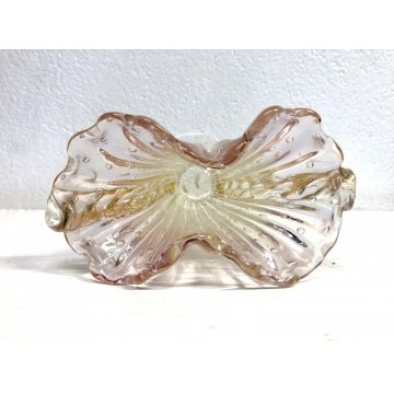 PICCOLO VASO Conchiglia DESIGN Barovier Toso '50 VETRO MURANO CORDONATO Rosa Oro