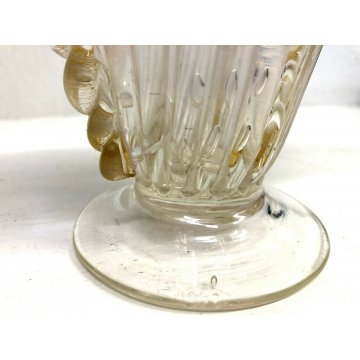 PICCOLO VASO Conchiglia DESIGN Barovier Toso '50 VETRO MURANO CORDONATO Rosa Oro