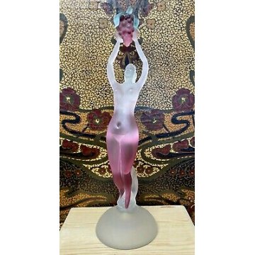 GRANDE SCULTURA FEMMINILE VETRO MURANO satinato DEA UVA DONNA NUDO 1950 h 45,5
