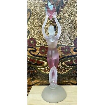 GRANDE SCULTURA FEMMINILE VETRO MURANO satinato DEA UVA DONNA NUDO 1950 h 45,5
