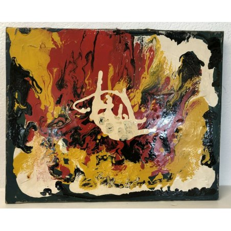 ANTICO QUADRO ASTRATTO ACRILICO SU TELA PROCACCINI CLAUDIO MILANO DIPINTO EPOCA 