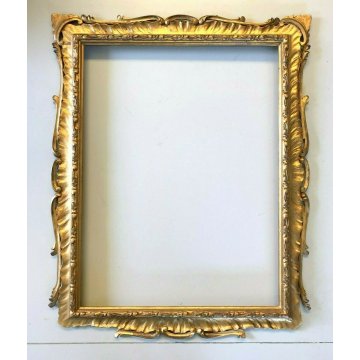 ANTICA GRANDE CORNICE Liberty DECORO RAMI FOGLIATI GESSATA DORATA Larg 66x81cm/h
