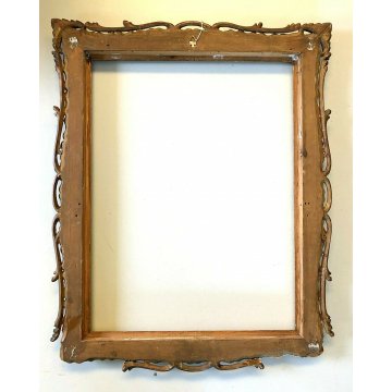 ANTICA GRANDE CORNICE Liberty DECORO RAMI FOGLIATI GESSATA DORATA Larg 66x81cm/h