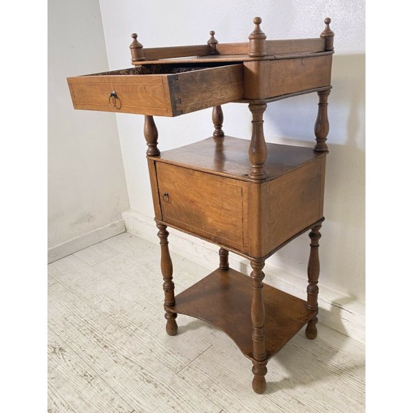 ANTICA LIBRERIA GIREVOLE VITTORIANA COMODINO INGLESE ETAGERE LEGNO NOCE  1800 OLD