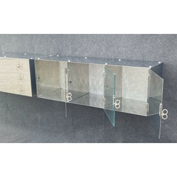 LIBRERIA A MURO VITTORIO INTROINI 1970 SAPORITI ACCIAIO MODELLO P500 SIDEBOARD 