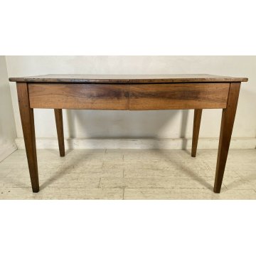 ANTICO TAVOLO RETTANGOLARE LEGNO NOCE 1800 BIGLIA TAVOLINO OLD 2 CASSETTI EPOCA 