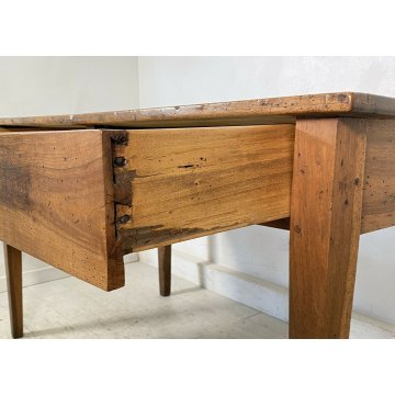 ANTICO TAVOLO RETTANGOLARE LEGNO NOCE 1800 BIGLIA TAVOLINO OLD 2 CASSETTI EPOCA 