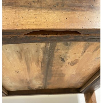 ANTICO TAVOLO RETTANGOLARE LEGNO NOCE 1800 BIGLIA TAVOLINO OLD 2 CASSETTI EPOCA 