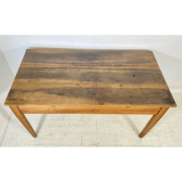ANTICO TAVOLO RETTANGOLARE LEGNO NOCE 1800 BIGLIA TAVOLINO OLD 2 CASSETTI EPOCA 