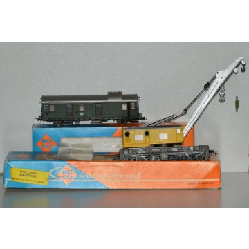 ROCO Lotto 2 pz TRENINO H0 Vagone GRU 4316 + Vagone Merci Bagagli 4204 VINTAGE