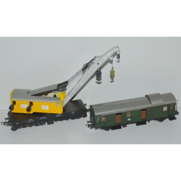 ROCO Lotto 2 pz TRENINO H0 Vagone GRU 4316 + Vagone Merci Bagagli 4204 VINTAGE