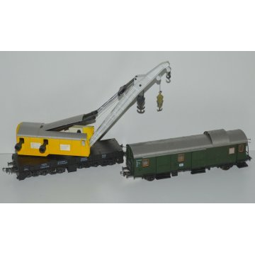ROCO Lotto 2 pz TRENINO H0 Vagone GRU 4316 + Vagone Merci Bagagli 4204 VINTAGE