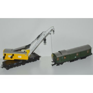 ROCO Lotto 2 pz TRENINO H0 Vagone GRU 4316 + Vagone Merci Bagagli 4204 VINTAGE