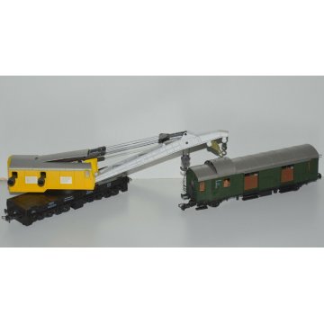 ROCO Lotto 2 pz TRENINO H0 Vagone GRU 4316 + Vagone Merci Bagagli 4204 VINTAGE