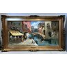 QUADRO DIPINTO OLIO Marcantonio Sarego SCORCIO VENEZIA MERCATO CANALE GONDOLA 50