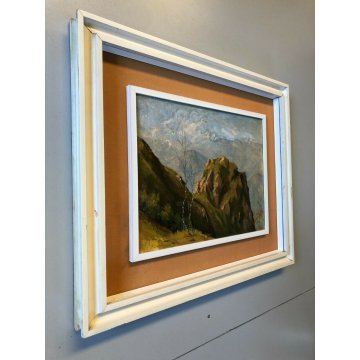 ANTICO QUADRO OLIO Vittorio Rosa VEDUTA MOTTARONE CUSIO LAGO MAGGIORE ORTA '54